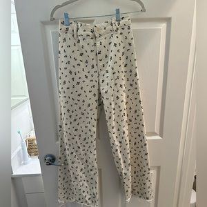 Zara Marine Straight Floral Jeans Size 4